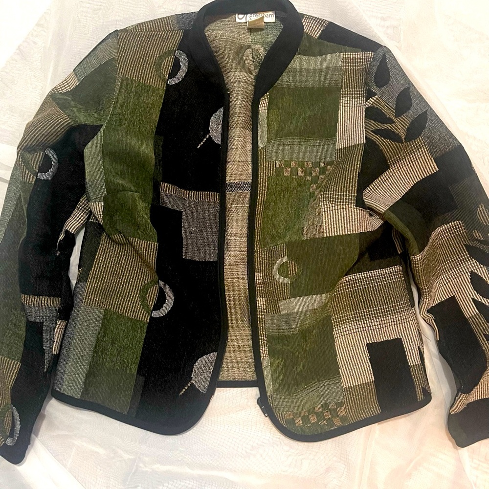 Hunter Green Multi-patterned Jacket. Sz S